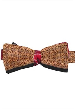 Gold Geometric Reworked Vintage Fabric Bow Tie