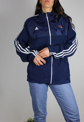 VINTAGE ADIDAS FLEECE JACKET W LOGO & THREE STRIPES
