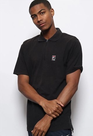 VINTAGE FILA 1/4 ZIP POLO SHIRT BLACK