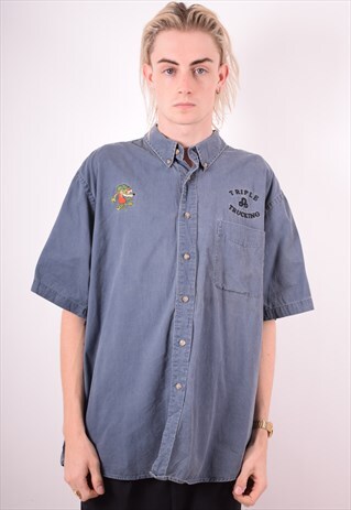 MENS VINTAGE SHIRT XXL GREY 90S