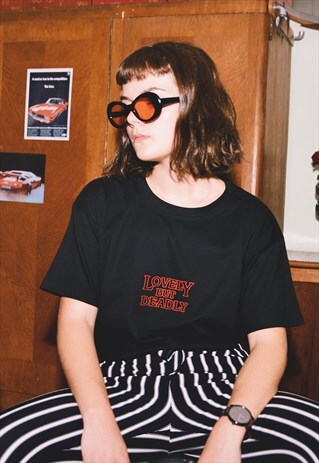 LOVELY BUT DEADLY BLACK GRAPHIC T-SHIRT