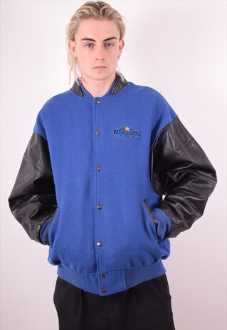 MENS VINTAGE BOMBER JACKET LARGE BLUE 90S