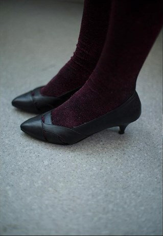 VINTAGE 90'S BLACK LEATHER MID-HEELED SHOES