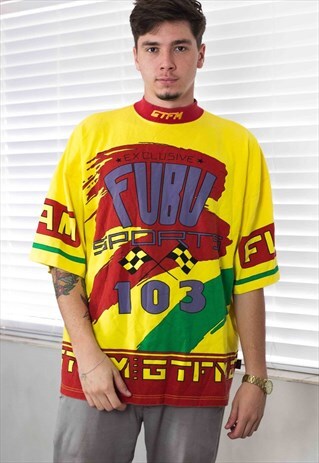 VINTAGE FUBU RACING T-SHIRT LOGO 90S XXL 14.0
