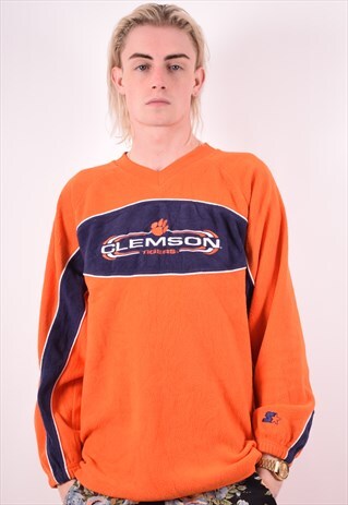 STARTER MENS VINTAGE FLEECE JUMPER MEDIUM ORANGE 90S