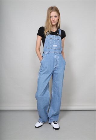 VINTAGE 70S LEE MID-WASH BLUE OVERSIZED DUNGAREES