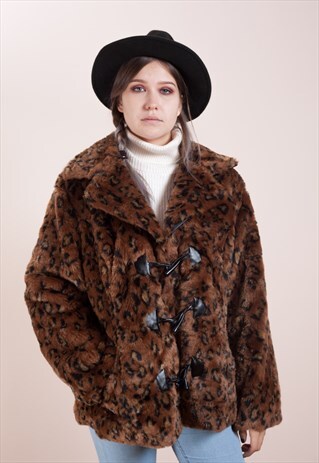 AVANT GARDE, OVERSIZED, FAUX FUR LEOPARD SHORT JACKET