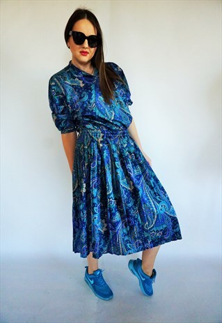 VINTAGE TWO PIECE MATCHING SET SUIT JACKET BLAZER SKIRT TOP