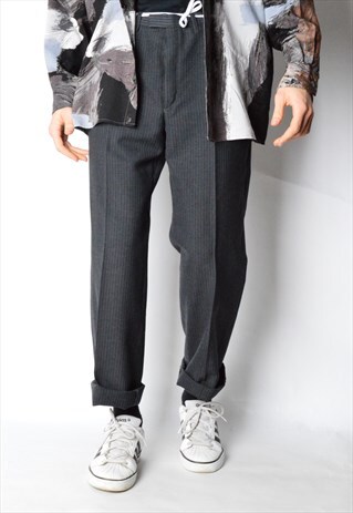 VINTAGE 80S DARK GREY STRIPED PANTS