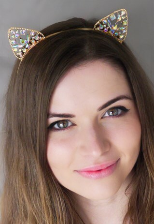 GEMSTONE CAT EARS FESTIVAL HAIRBAND IN GOLD