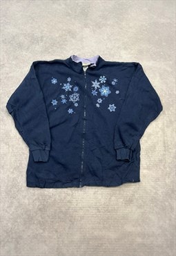 Vintage Sweatshirt Cottagecore Snowflake Patterned Jumper