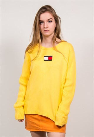 TOMMY HILFIGER VINTAGE 90'S YELLOW KNIT JUMPER