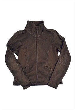 Womens Brown Nike Full Zip Fleece Jacket Size L