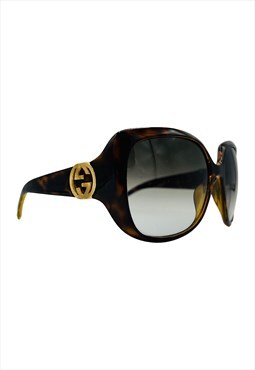 Gucci Sunglasses Oversized Gold GG Logo Brown Tortoiseshell