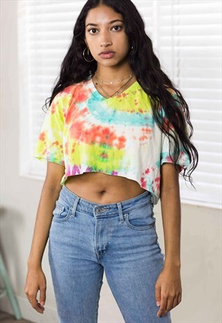 VINTAGE TIE DYE REWORKED CROP TOP 90S 3.1