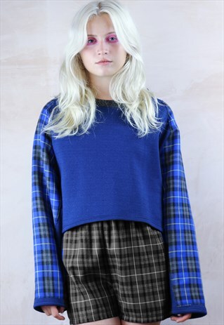 INDIGO TARTAN CROP JUMPER