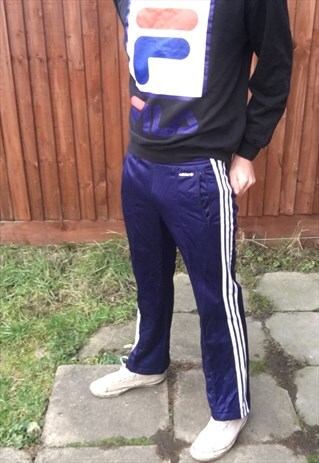 VINTAGE ADIDAS TROUSERS NAVY BLUE PANTS JOGGING W32 5
