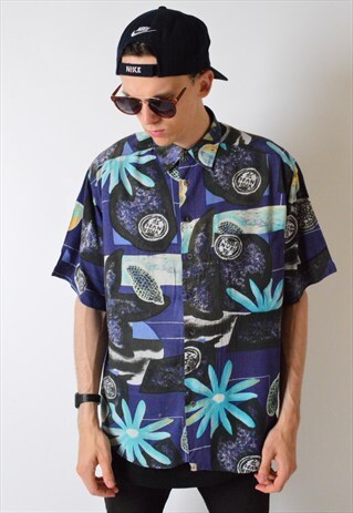 VINTAGE 80S ABSTRACT SHORT SLEEVE SHIRT
