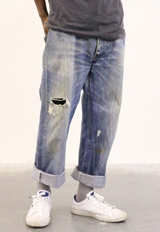LEVI'S VINTAGE BLUE DENIM PAINT 501 JEANS