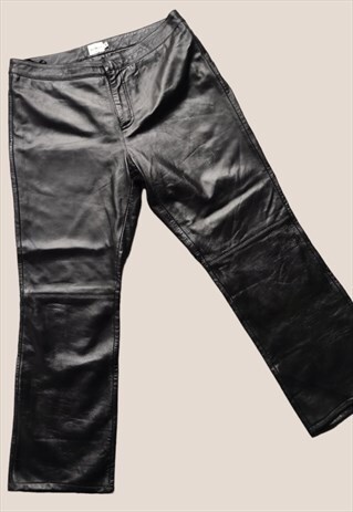 VINTAGE CALVIN KLEIN LEATHER TROUSERS IN BLACK