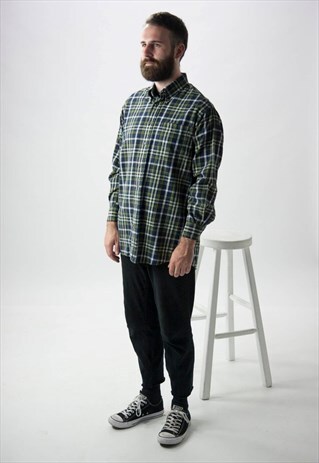 PLAID FLANNEL BUTTON UP / LUMBERJACK GREEN SHIRT