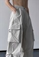 PARACHUTE JOGGERS BALLOON PANTS WIDE SKATER TROUSERS GREY