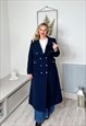 NAVY BLUE WOOL BLEND MAXI COAT