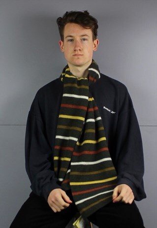 VINTAGE BARBOUR STRIPEY SCARF IN BROWN YELLOW RED