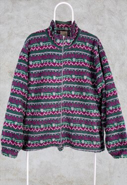 Vintage Crazy Print Fleece 1/4 Zip Sweatshirt Large