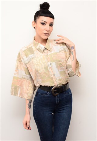 VINTAGE 90'S INDIE ABSTRACT PATTERNED OVERSIZED SHIRT