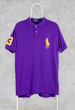 Vintage Ralph Lauren Purple Polo Shirt Big Pony Logo Large