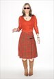 Vintage 90s plaid midi skirt in red / green
