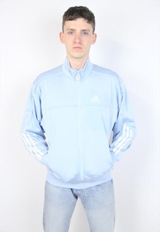 VINTAGE 90'S ADIDAS PALE BLUE ZIP-UP SPORTS JACKET