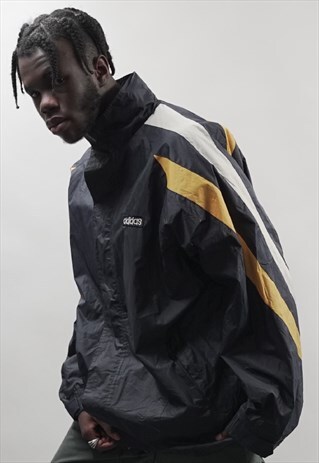 VINTAGE 80'S ADIDAS MESH NAVY/ YELLOW SPORTS JACKET