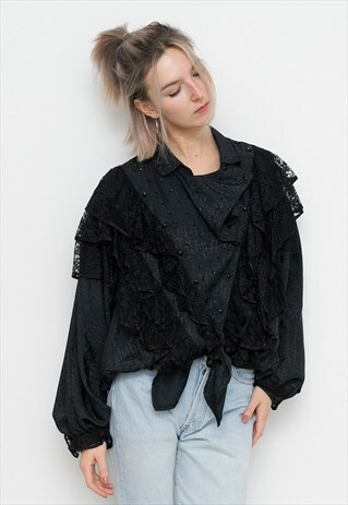 BLACK RUFFLE BLOUSE