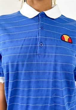 Vintage 80s stripes blue polo 