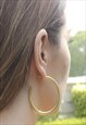 GOLD LARGE BASIC SEMI-OPEN HOOP EARRINGS