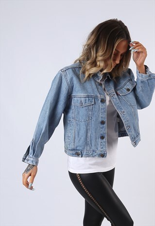 DENIM JACKET TOP FIVE OVERSIZED FITTED VINTAGE UK 14 (EDAW)