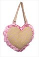 YELLOW FLORAL RUFFLE HEART TOTE BAG
