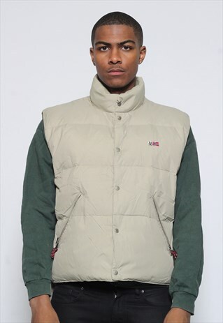 VINTAGE NAPAPIJRI LOGO PUFFER GILET BEIGE