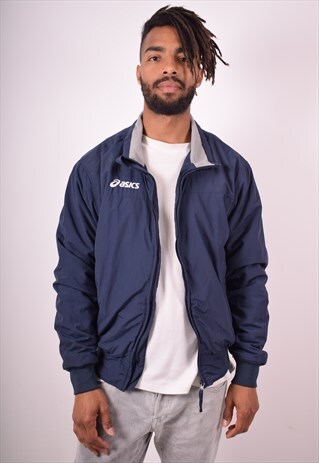 ASICS MENS VINTAGE JACKET LARGE BLUE 90S