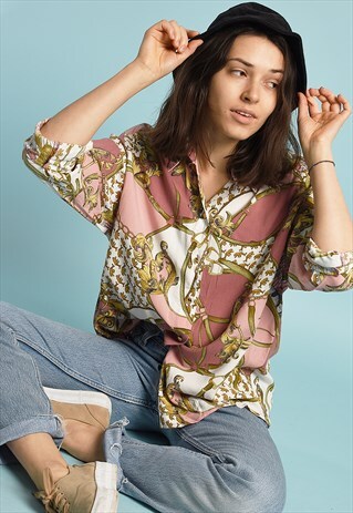 90'S RETRO EASTERN INSPIRED LOOSE-FITTED SHIRT TOP