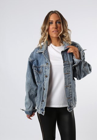 DENIM JACKET OVERSIZED FITTED VINTAGE UK 16 (2DY)