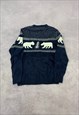 OLD NAVY KNITTED JUMPER BEAR PATTERNED GRANDAD SWEATER