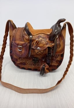 Leather Horse Saddle Detail Shoulder Bag