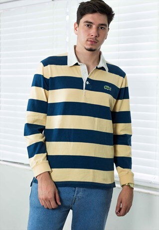 VINTAGE LACOSTE SHIRT RUGBY LOGO 90S M 13.6