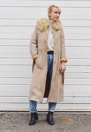 VINTAGE 70 SUEDE TRENCH PENNY LANE SHEARLING COAT