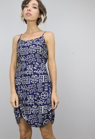 VINTAGE 90S PATTERNED SUMMER SLIP DRESS