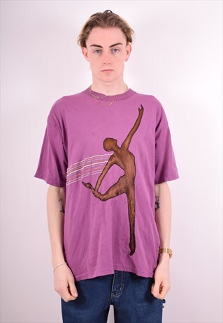 MENS VINTAGE T-SHIRT TOP XL PURPLE 90S