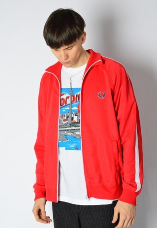 VINTAGE 90S RED FRED PERRY TRACK JACKET